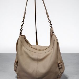 Ora Delphine Cream Color Leather Hobo Shoulder Bag - Women
